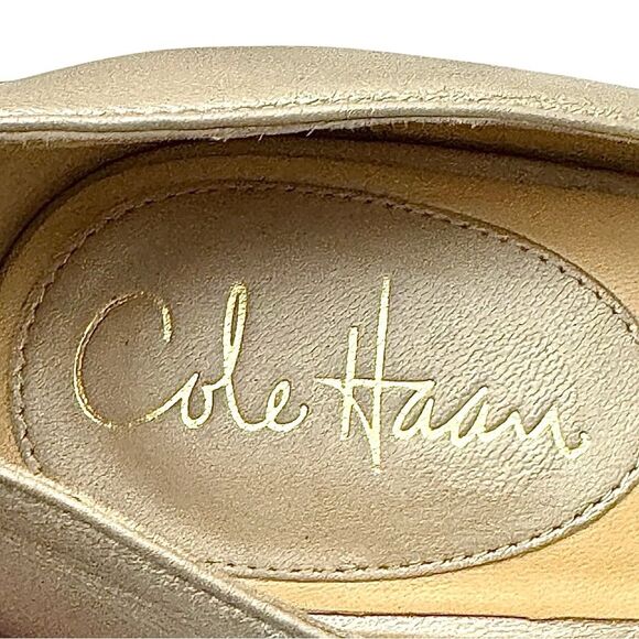 Cole Haan Cocktail Party Peep Toe Leather Slip-On Pumps Womens Size 8.5 B Used - Picture 9 of 10